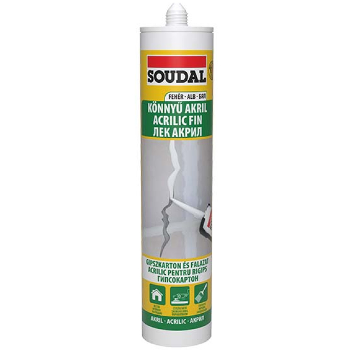 SOUDAL AKRILNI KIT LIGHT_BELA_280ml_15ko slika